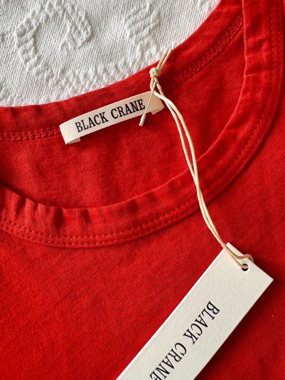 Black Crane Regular Short Sleeve Tee in Red - Sz. XS - Brand New with Tags - Picture 2 of 13